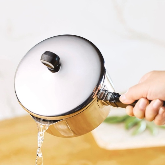 FARBERWARE 2 Qt. Stainless Steel Saucepan with Black Handle, vintage - Picture 3 of 4